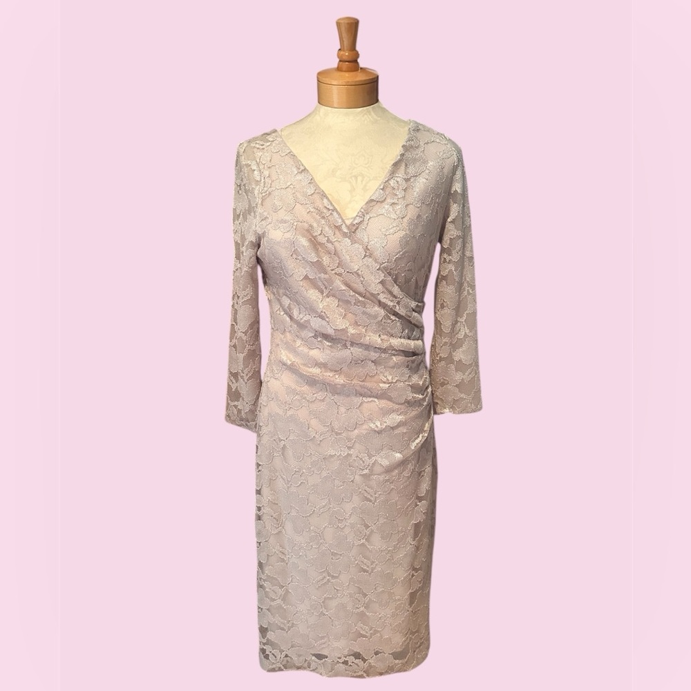 vintage 90s Lauren Ralph Lauren stretch lace midi dress size 10